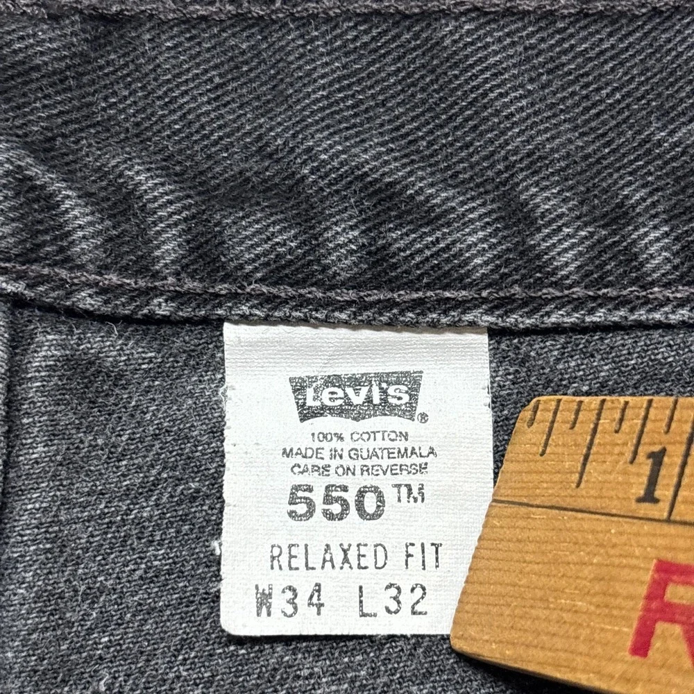 VTG‎ Levis 550 Jeans Mens 34x32 (Fits 31x31) Relaxed Fit Black Denim BLANK Tab